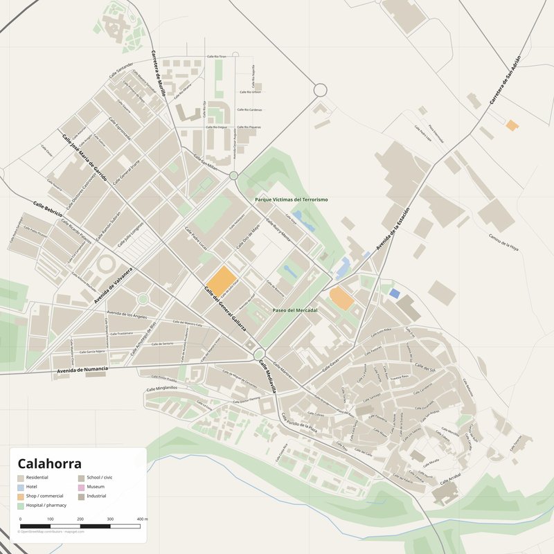 Calahorra Map PDF — Printable Street Map Poster with House Numbers