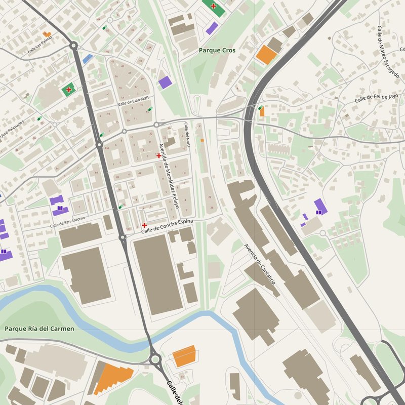 Camargo map with house numbers, hospitals, police and fire stations — printable PDF, Spain