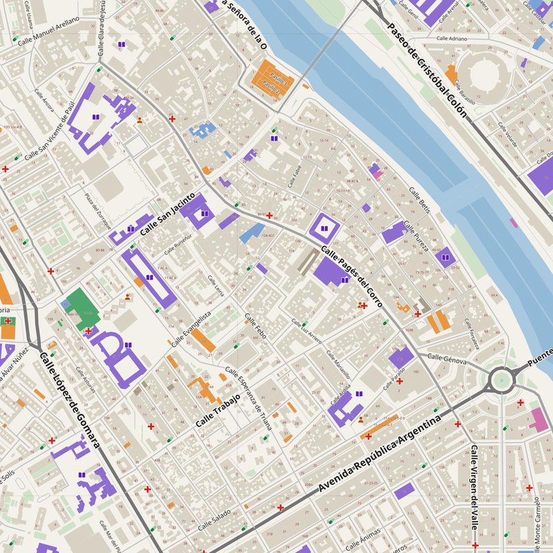 Camas map with house numbers, hospitals, police and fire stations — printable PDF, Spain
