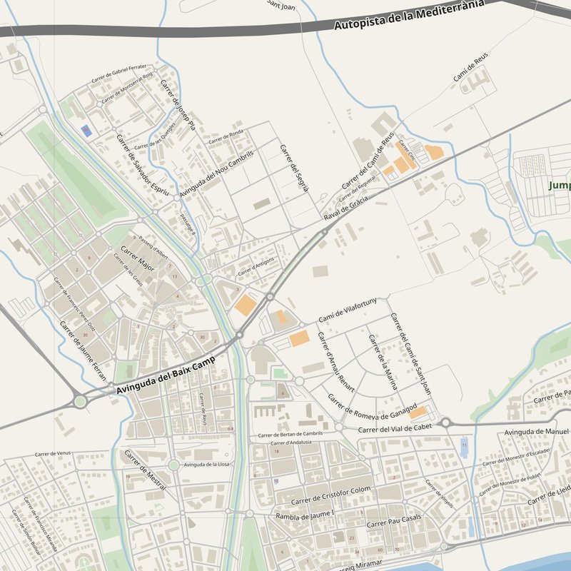 Cambrils street map with house numbers — printable address map PDF, Spain