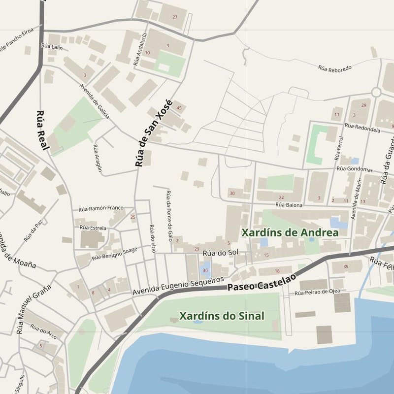 Cangas do Morrazo street map with house numbers — printable address map PDF, Spain