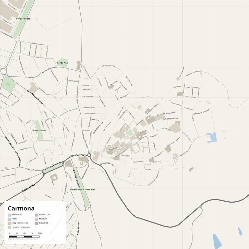 Carmona Map PDF — Printable Street Map Poster with House Numbers