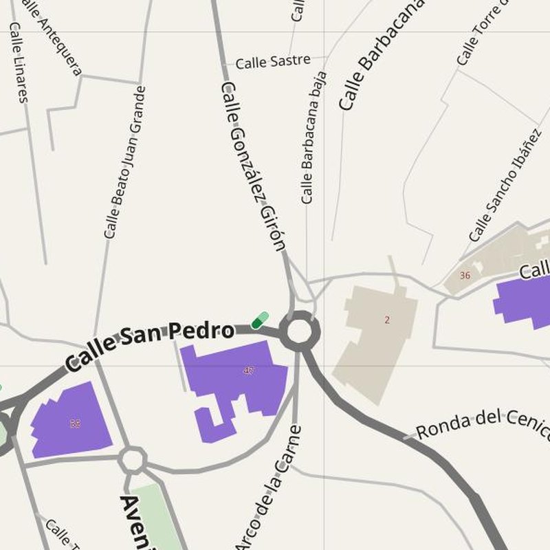 Carmona map with house numbers, hospitals, police and fire stations — printable PDF, Spain