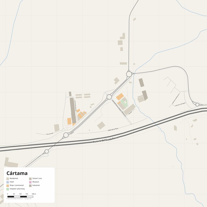 Cártama Map PDF — Printable Street Map Poster with House Numbers