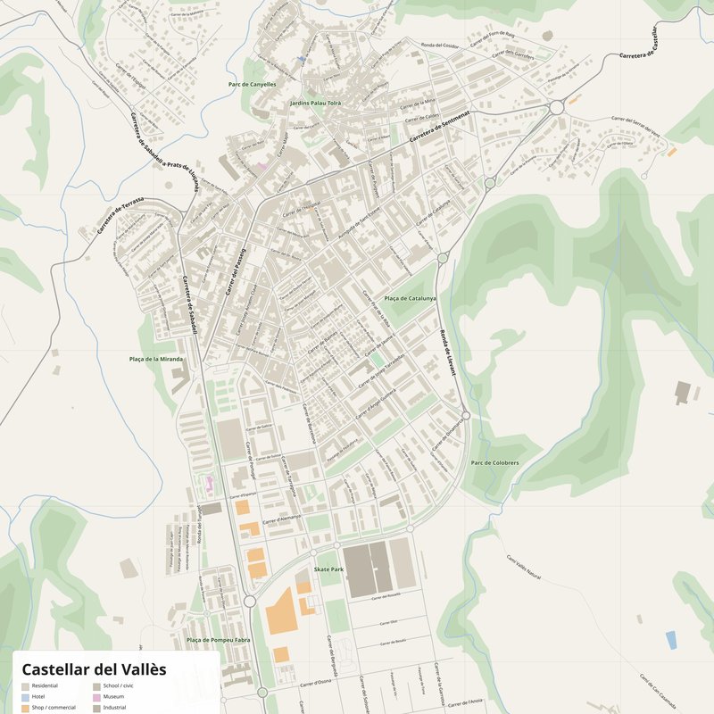 Castellar del Vallès Map PDF — Printable Street Map Poster with House Numbers