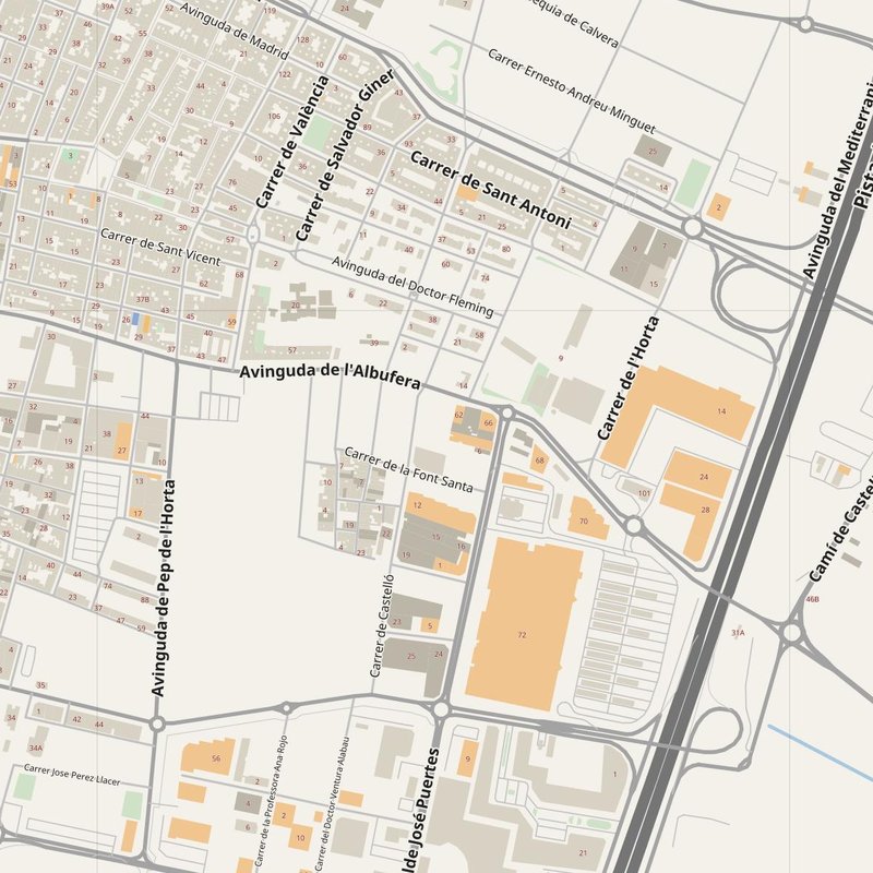 Catarroja street map with house numbers — printable address map PDF, Spain