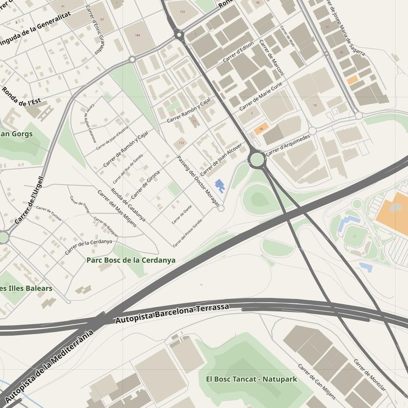 Cerdanyola del Vallès street map with house numbers — printable address map PDF, Spain