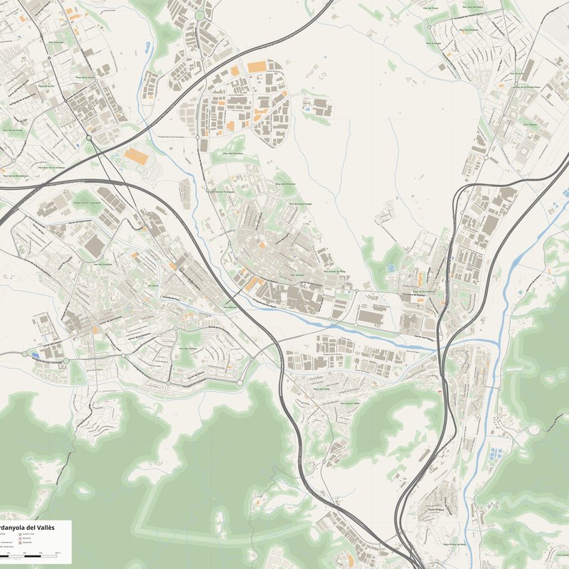 Cerdanyola del Vallès Map PDF — Printable Street Map Poster with House Numbers