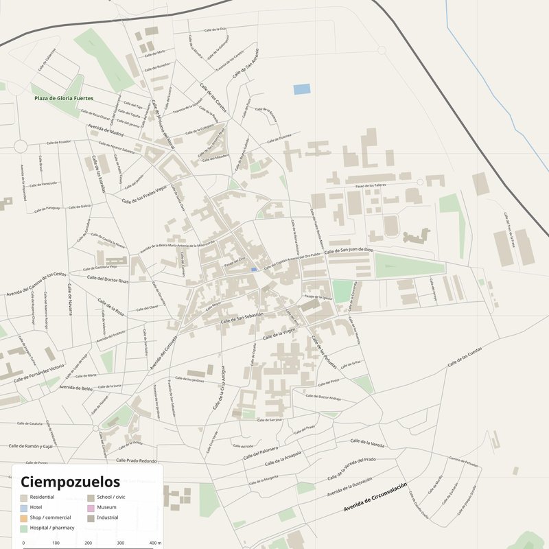 Ciempozuelos Map PDF — Printable Street Map Poster with House Numbers