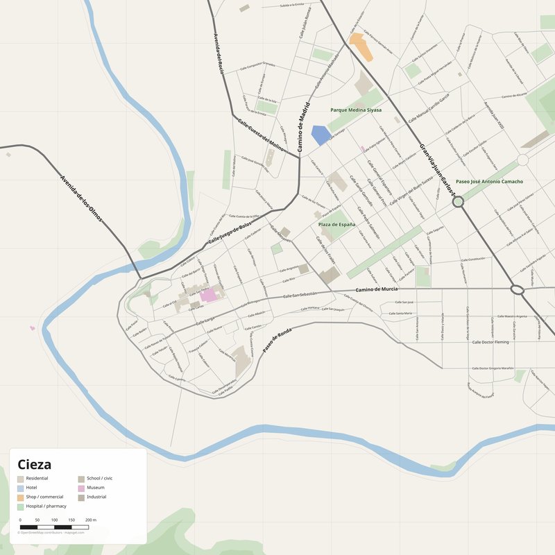 Cieza Map PDF — Printable Street Map Poster with House Numbers