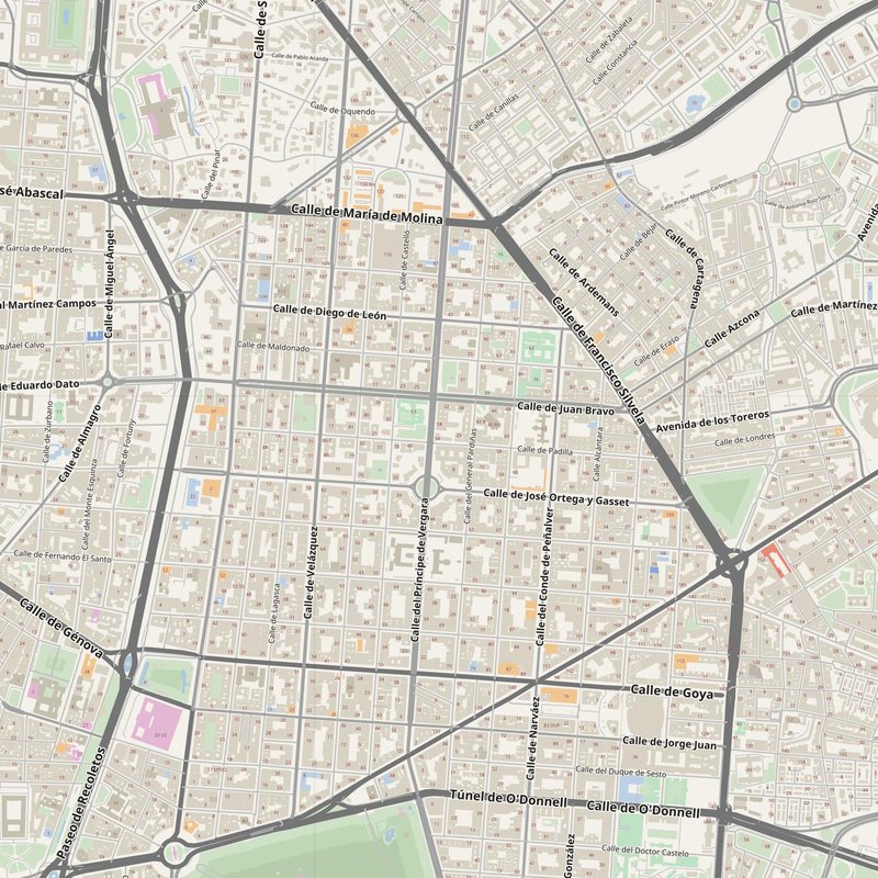 Ciudad Lineal street map with house numbers — printable address map PDF, Spain