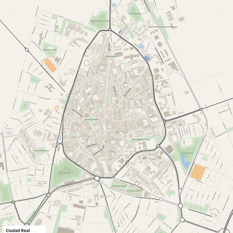 Ciudad Real Map PDF — Printable Street Map Poster with House Numbers