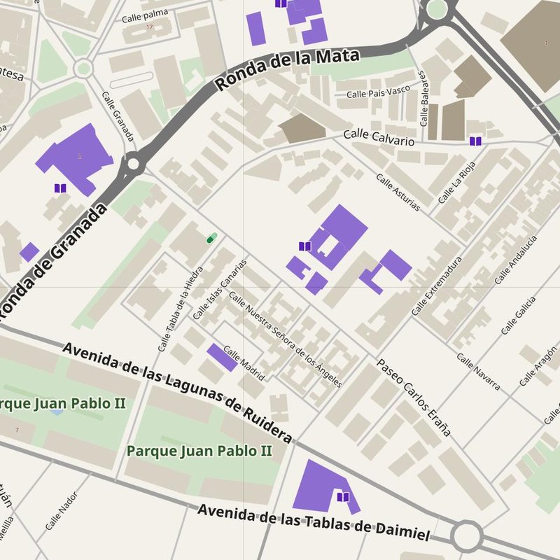 Ciudad Real map with house numbers, hospitals, police and fire stations — printable PDF, Spain