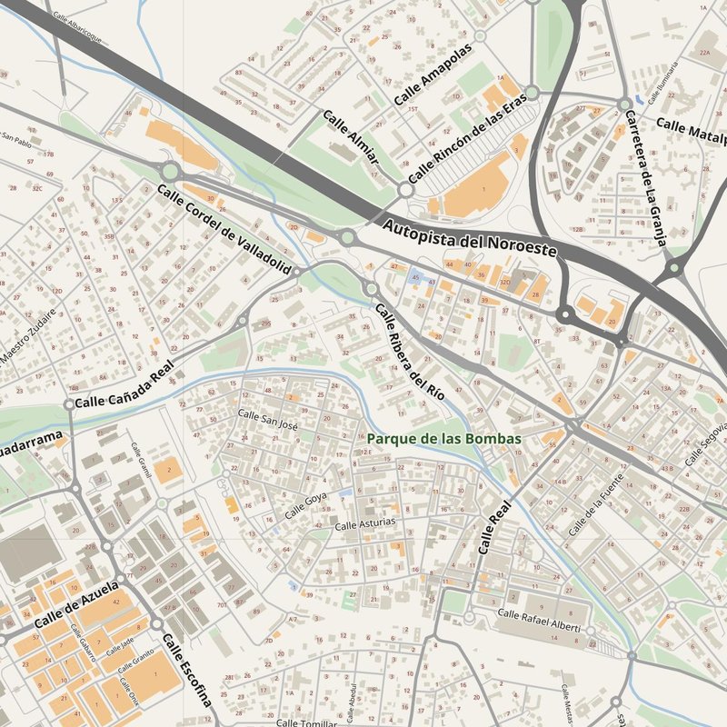 Collado-Villalba street map with house numbers — printable address map PDF, Spain