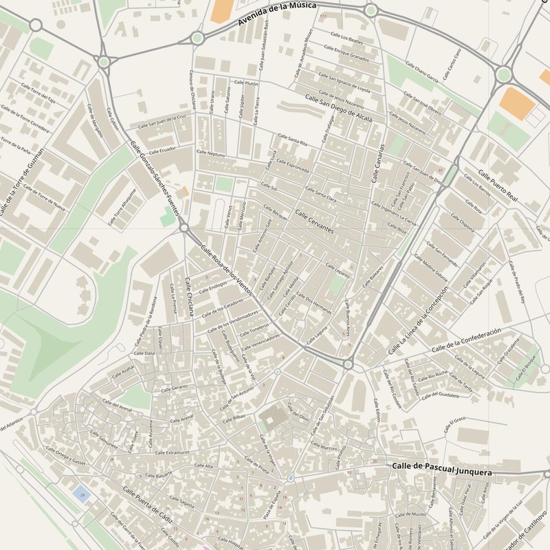 Conil de la Frontera street map with house numbers — printable address map PDF, Spain