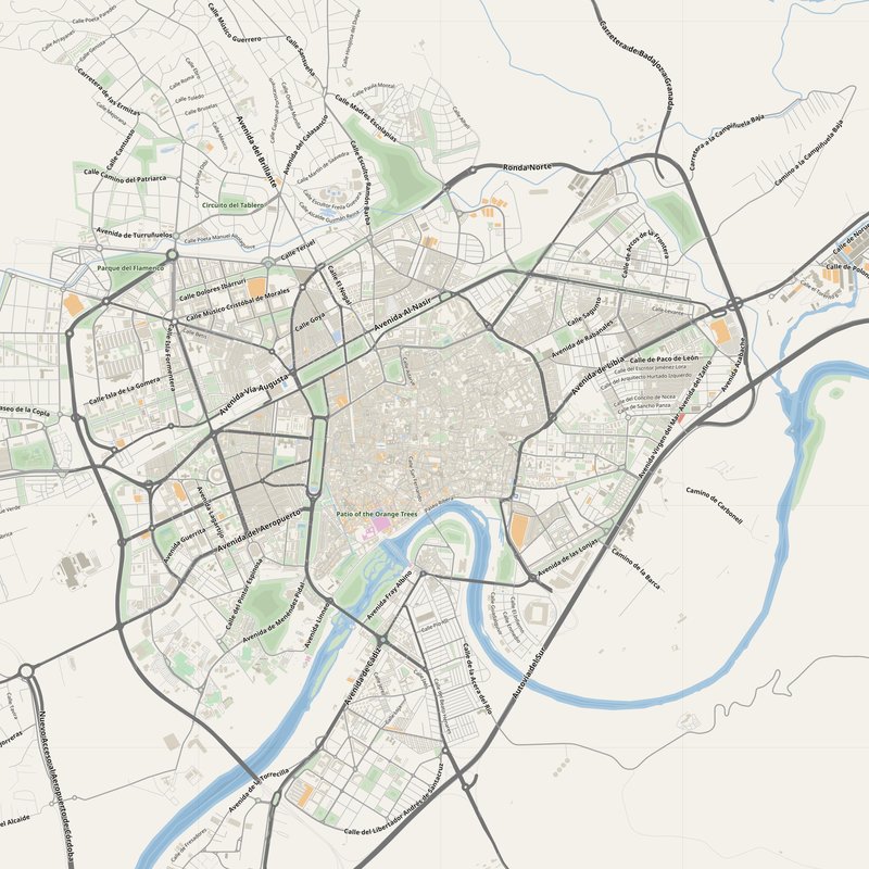 Córdoba Map PDF — Printable Street Map Poster with House Numbers