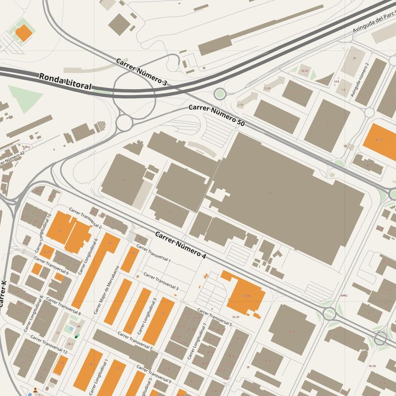Cornellà de Llobregat map with house numbers, hospitals, police and fire stations — printable PDF, Spain