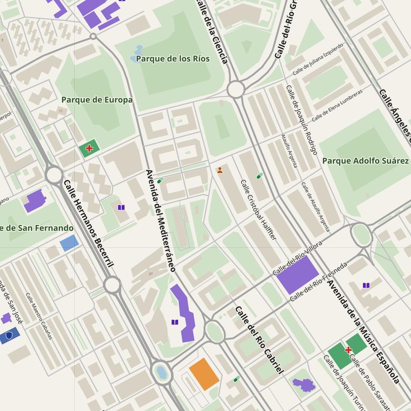 Cuenca map with house numbers, hospitals, police and fire stations — printable PDF, Spain