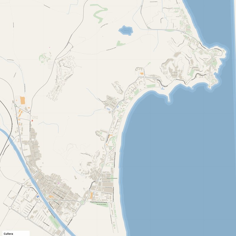 Cullera Map PDF — Printable Street Map Poster with House Numbers