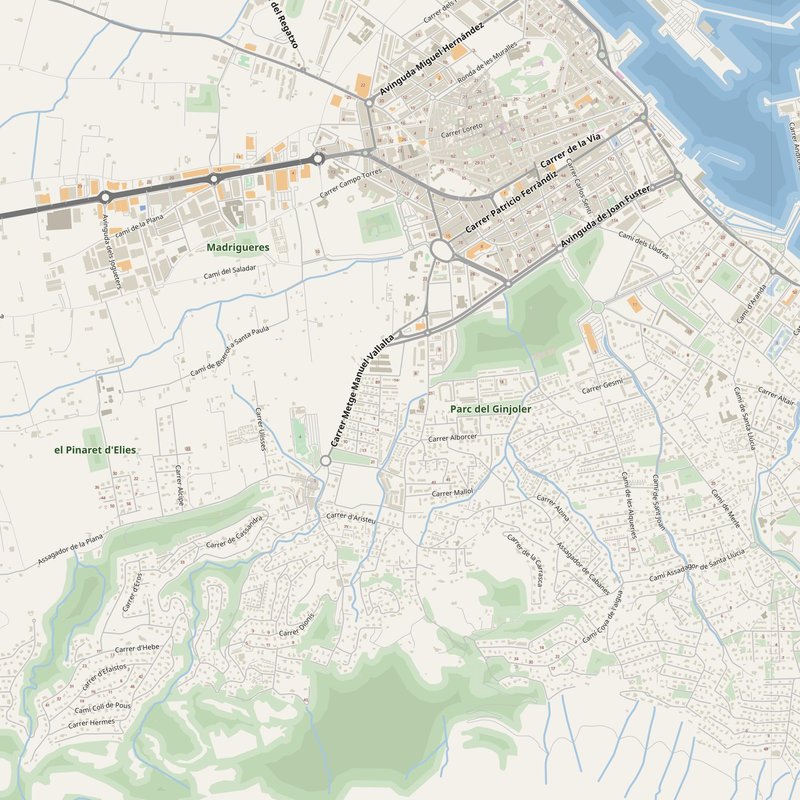 Denia street map with house numbers — printable address map PDF, Spain