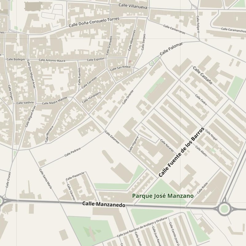 Don Benito street map with house numbers — printable address map PDF, Spain