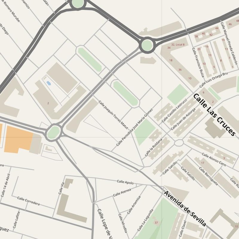 Dos Hermanas street map with house numbers — printable address map PDF, Spain