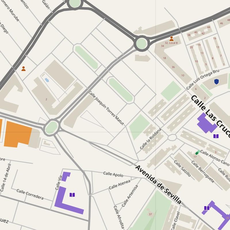 Dos Hermanas map with house numbers, hospitals, police and fire stations — printable PDF, Spain