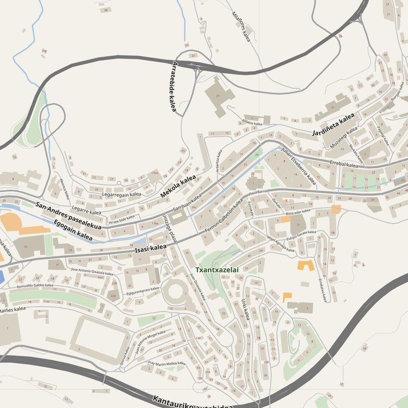 Eibar street map with house numbers — printable address map PDF, Spain