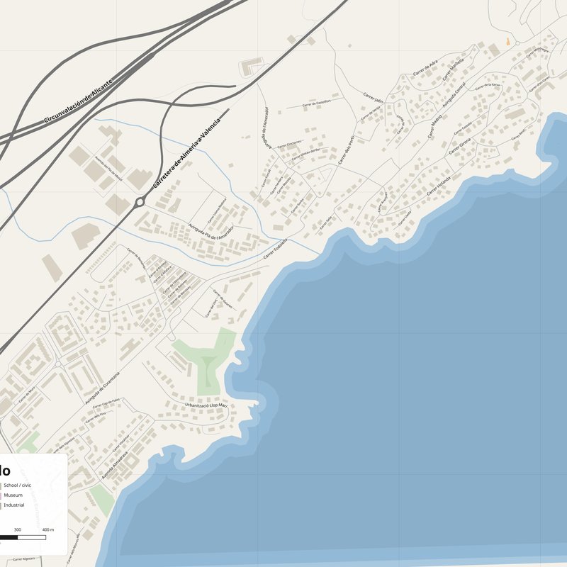 El Campello Map PDF — Printable Street Map Poster with House Numbers