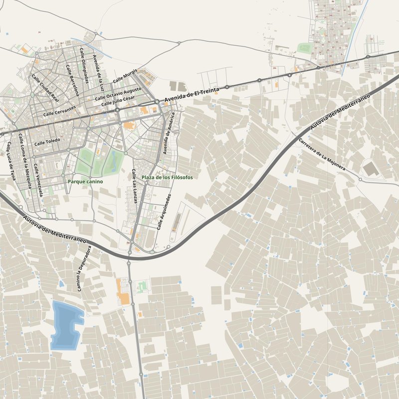 El Ejido street map with house numbers — printable address map PDF, Spain