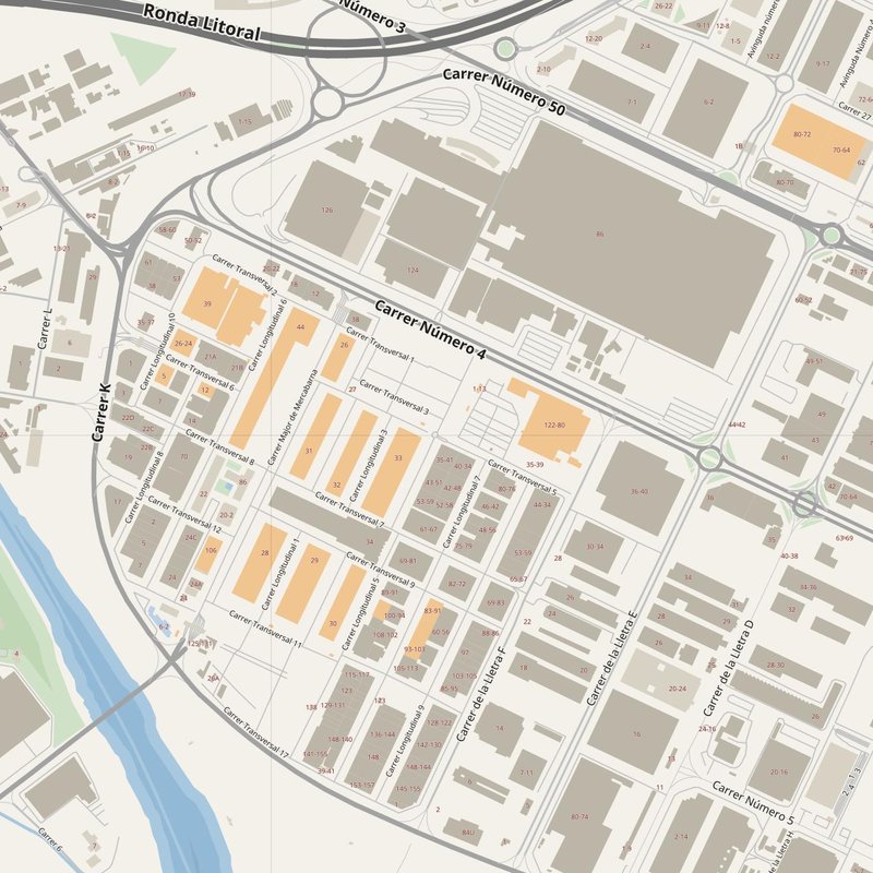 El Prat de Llobregat street map with house numbers — printable address map PDF, Spain