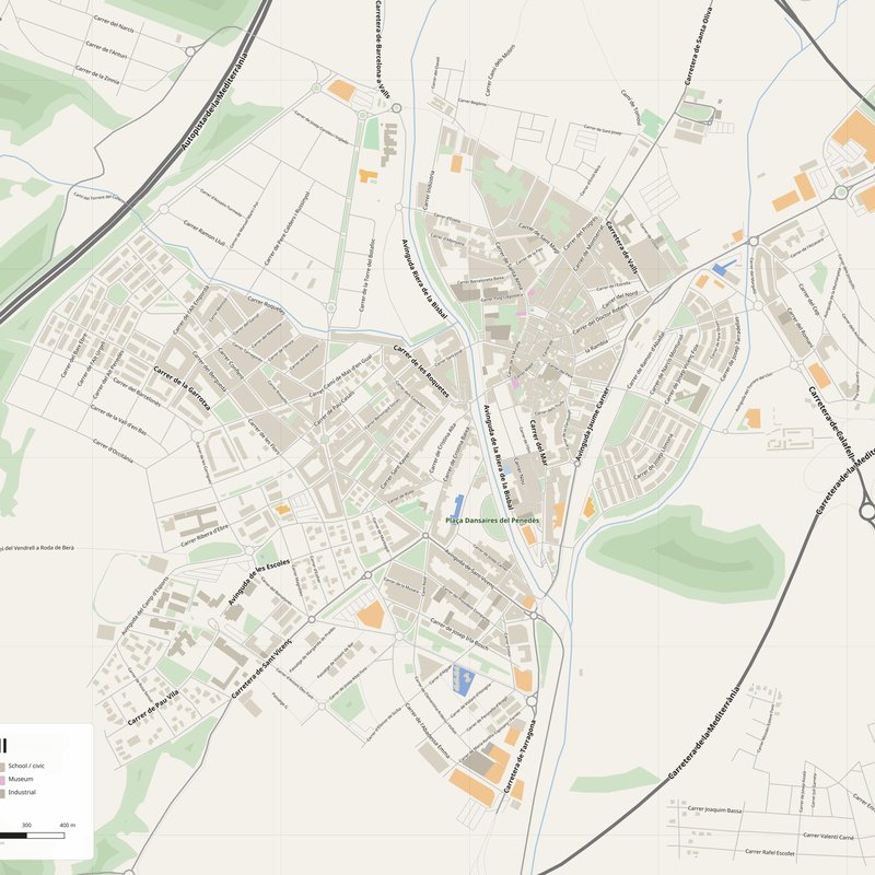 El Vendrell Map PDF — Printable Street Map Poster with House Numbers