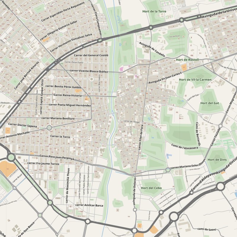 Elche street map with house numbers — printable address map PDF, Spain