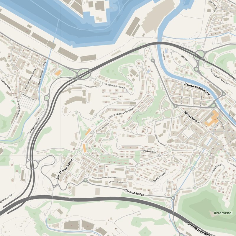 Errenteria street map with house numbers — printable address map PDF, Spain