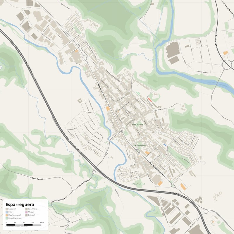 Esparreguera Map PDF — Printable Street Map Poster with House Numbers