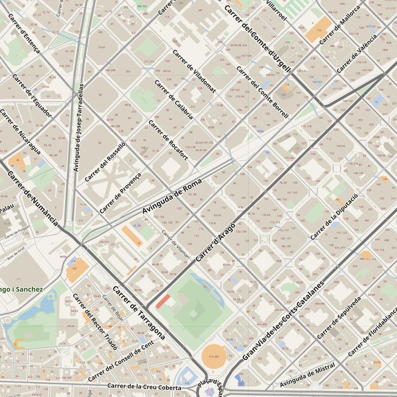 Esplugues de Llobregat street map with house numbers — printable address map PDF, Spain