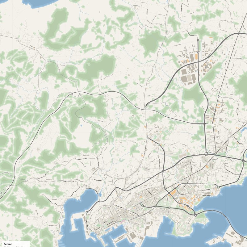 Ferrol Map PDF — Printable Street Map Poster with House Numbers