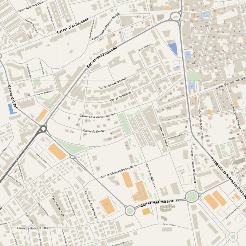 Figueres street map with house numbers — printable address map PDF, Spain