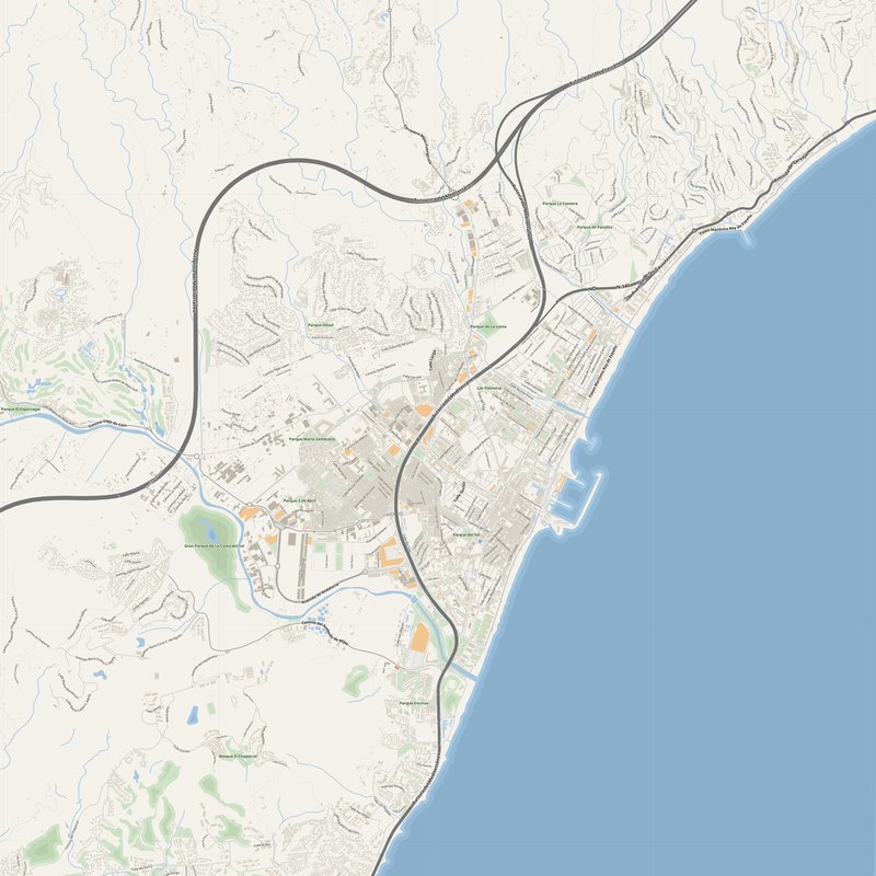 Fuengirola Map PDF — Printable Street Map Poster with House Numbers