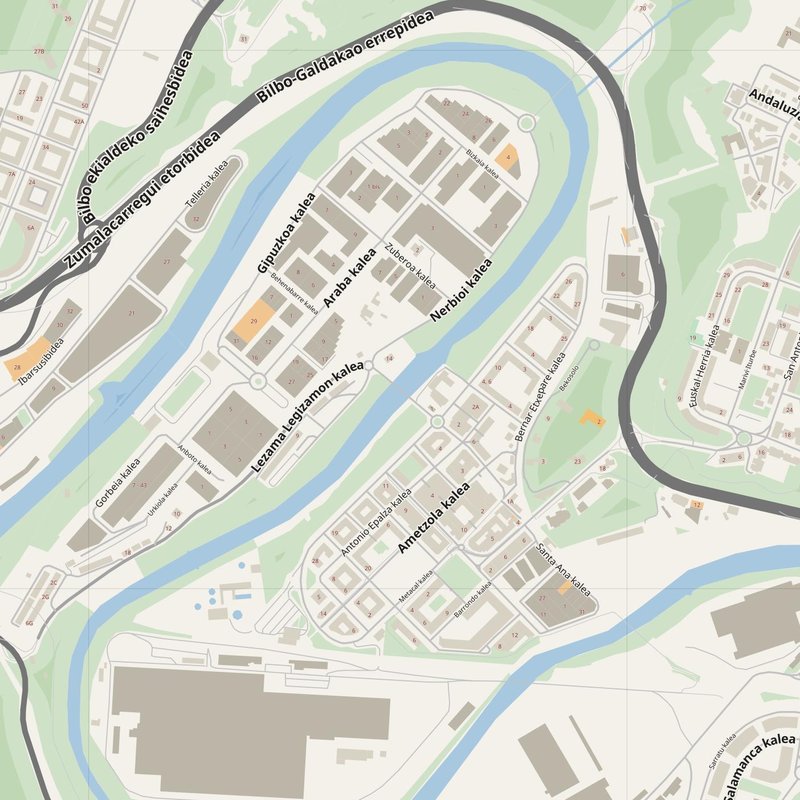 Galdakao street map with house numbers — printable address map PDF, Spain