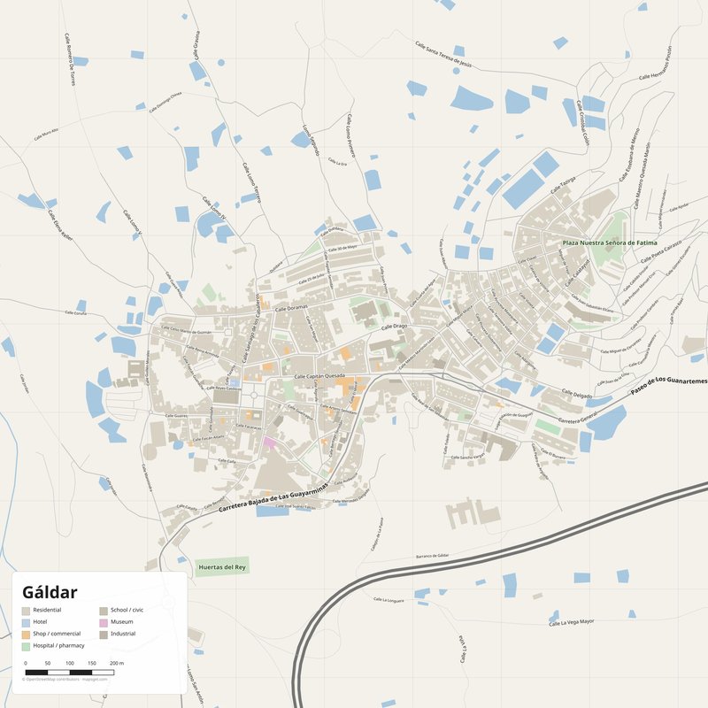 Gáldar Map PDF — Printable Street Map Poster with House Numbers