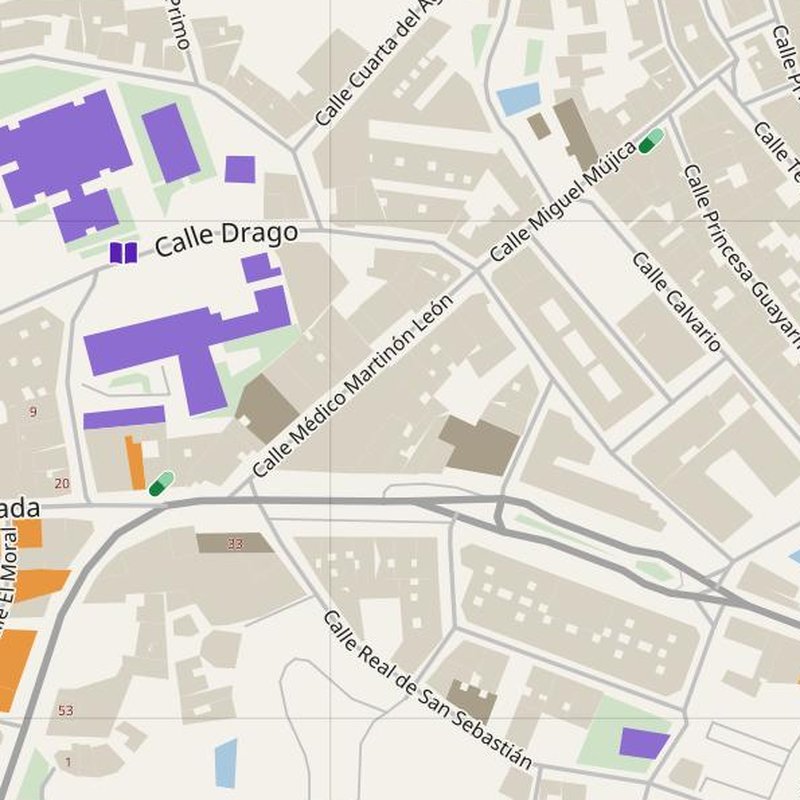 Gáldar map with house numbers, hospitals, police and fire stations — printable PDF, Spain