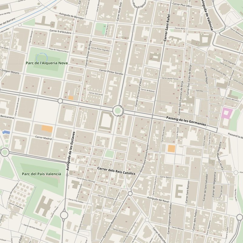 Gandia street map with house numbers — printable address map PDF, Spain