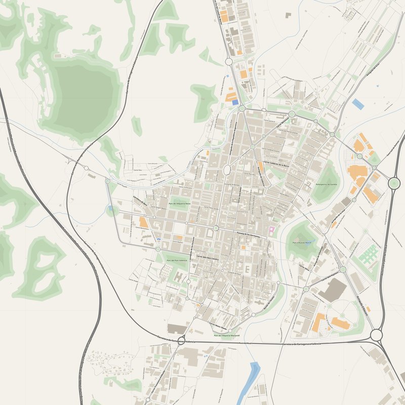 Gandia Map PDF — Printable Street Map Poster with House Numbers