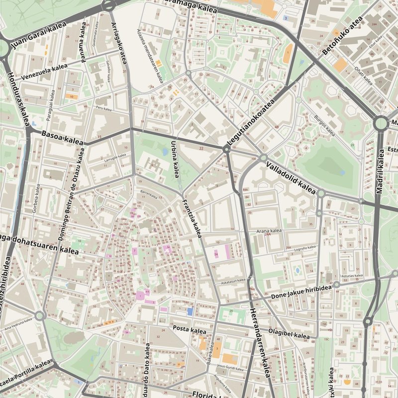 Gasteiz / Vitoria street map with house numbers — printable address map PDF, Spain