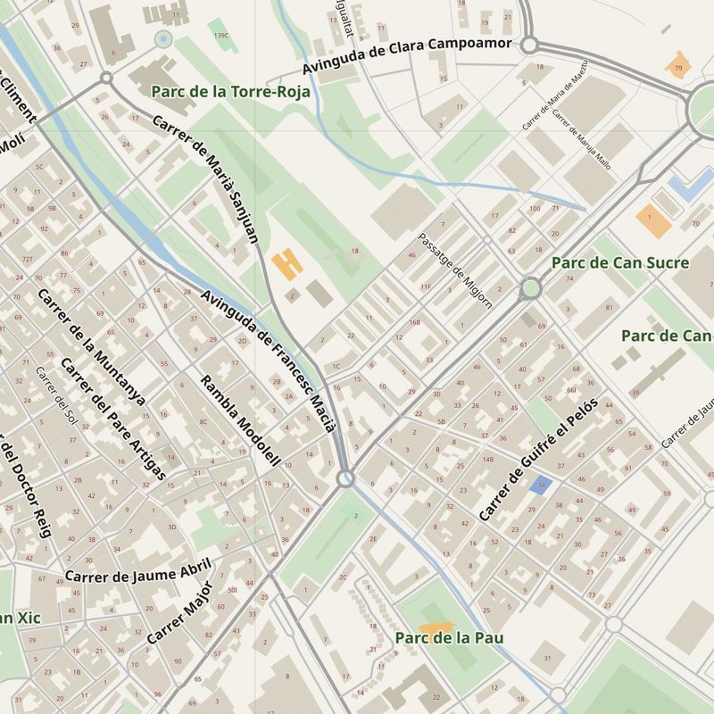 Gavà street map with house numbers — printable address map PDF, Spain