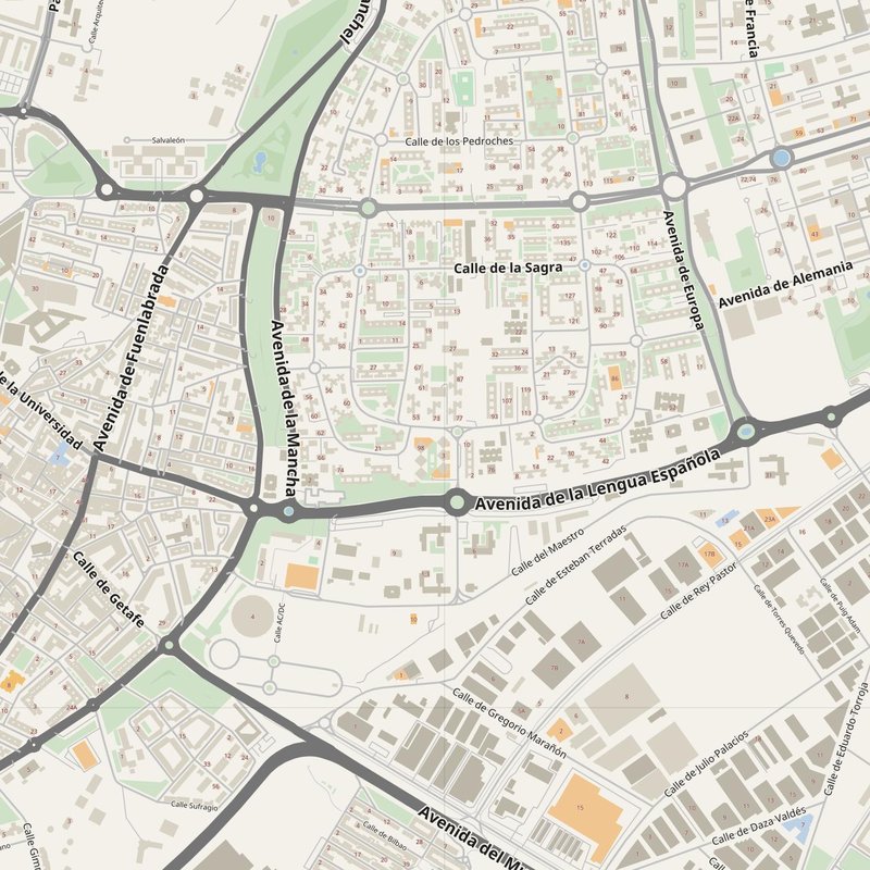 Getafe street map with house numbers — printable address map PDF, Spain