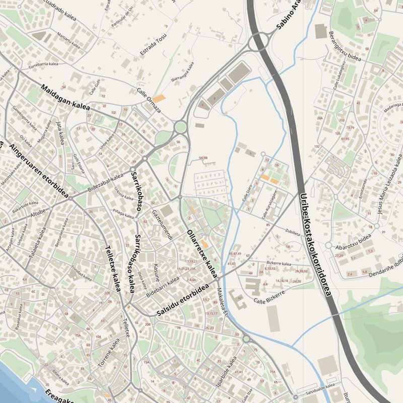 Getxo street map with house numbers — printable address map PDF, Spain