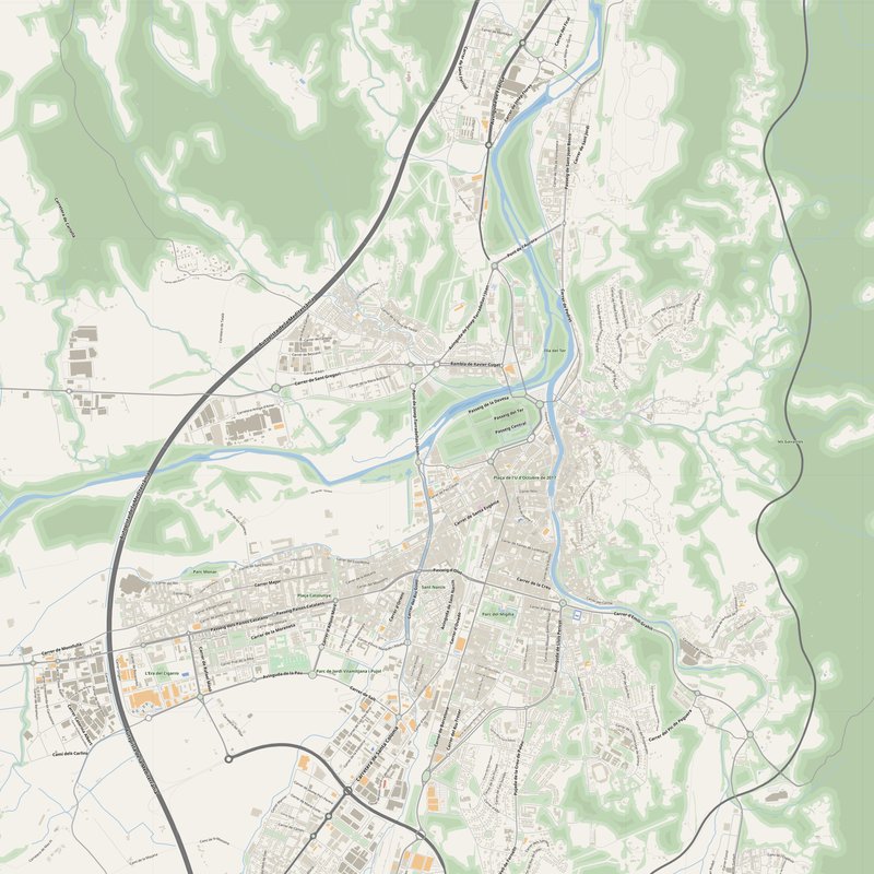 Girona Map PDF — Printable Street Map Poster with House Numbers