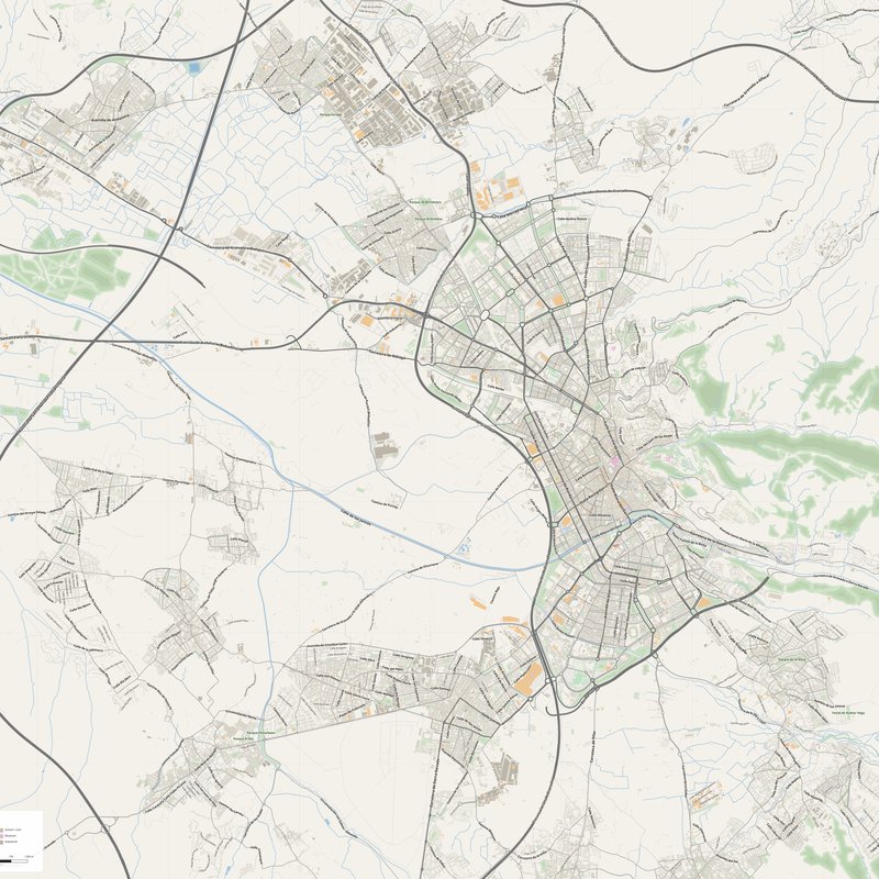 Granada Map PDF — Printable Street Map Poster with House Numbers